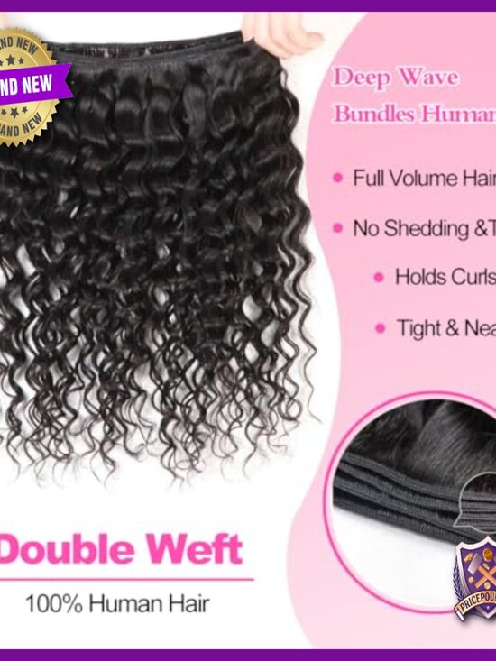 Brazilian Virgin Human Hair Bundles Deep Wave 4 Bundles 22-28 Inch